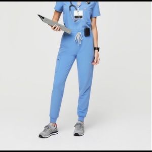 Figs Zamora high waisted jogger scrub pants ceil blue size small.